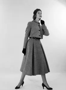 Vintage Women's Clothing Styles Prints: Fashion shoot for Womans Sunday Mirror. September 1955