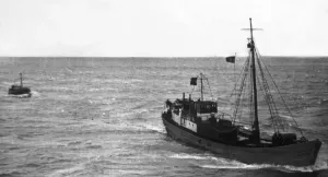 Print of Whitby lifeboat Mary Anne Hepworth in gale, 5th November 1951