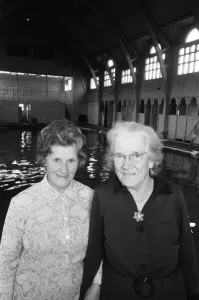 Prints of Receptionists at St Andrews Brine Baths in Droitwich, Miss Evelyn Priddy (left) and Miss Eliza Jane Diggory Worcester Prints: Print of Receptionists at St Andrews Brine Baths in Droitwich