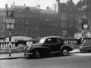 1500to1599 Prints: Print of Morris Minor parked in Crosshall Street, Liverpool