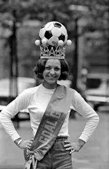 Images Dated 19th July 1970: Miss Goal. BritainIs No. 1 Girl Football Fan. At the Waldorf Hotel in London Ten