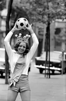 Images Dated 19th July 1970: Miss Goal. BritainIs No. 1 Girl Football Fan. At the Waldorf Hotel in London Ten