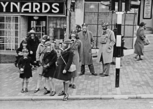 A mock gas attack exercise in Mount Pleasant, Tunbridge Wells during the phoney war A mock gas attack exercise in Mount Pleasant, Tunbridge Wells during the phoney war