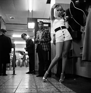 Model Christine Donna seen here using the public telephones at Holborn tube station Model Christine Donna seen here using the public telephones at Holborn tube station