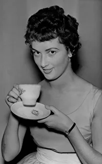 A model enjoying a cup of tea on 6th August 1959 for an Evening Chronicle tea feature A model enjoying a cup of tea on 6th August 1959 for an Evening Chronicle tea feature