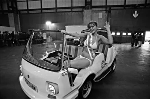 Images Dated 13th March 1978: Model Joanne Latham sitting in an electric car. 13th March 1978