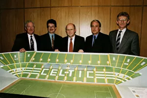 Images Dated 20th August 1996: model of new North stand with Fergus McCann chairman Celtic FC John Keane director