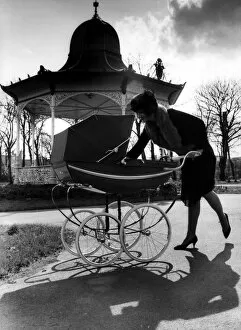 Images Dated 26th April 1984: Model Rena, pictured in Newcastles Exhibition Park with a Silver Corss pram on 26th
