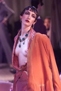 Images Dated 15th October 1998: A model wearing a John Galliano Spring / Summer 1999 design for Paris Fashion Week