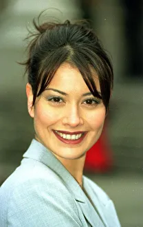 Models Melanie Sykes wears a lycra grey suit from Marks Models Melanie Sykes wears a lycra grey suit from Marks