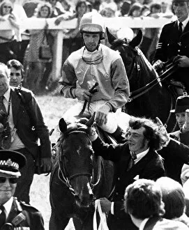 Images Dated 6th June 1973: Morston with jockey Eddie Hide after winning The Derby at Epsom - June 1973