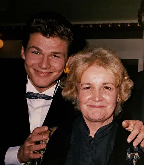 Morten Harket singer of pop group Aha with actress Jean Boht who plays Ma Morten Harket singer of pop group Aha with actress Jean Boht who plays Ma