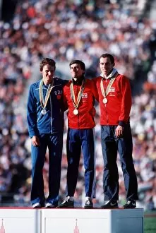 Images Dated 1st July 1980: Moscow Olympics 1980 Sebastian Coe gold medal 1800 metres Steve Ovett