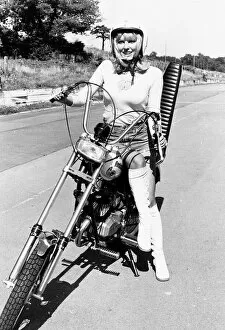 Images Dated 1st October 1974: Motor Cycles model rides Fanticmotor chopper bike