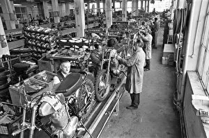 Images Dated 15th March 1973: Motorcycle production line at the BSA Factory, Small Heath, Birmingham. 15th March 1973