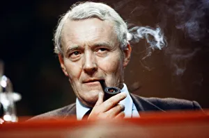 MP for Bristol South East Tony Benn smoking his pipe at the Labour Party conference at MP for Bristol South East Tony Benn smoking his pipe at the Labour Party conference at