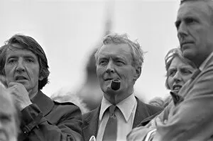 MP Dennis Skinner (left) stands alongside Tony Benn on the platform of the Labour Party