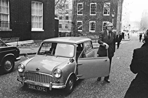 Mr Geoffrey Rippon arriving in Downing Street in his new electric powered mini Mr Geoffrey Rippon arriving in Downing Street in his new electric powered mini