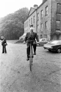 Mr Philip Yorke takes a trip around the grounds of his house on a Penny Farthing Mr Philip Yorke takes a trip around the grounds of his house on a Penny Farthing