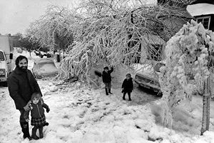 Mr Robert Cowley, of Cyncoed in Cardiff, outside his ice covered garden with his children Mr Robert Cowley, of Cyncoed in Cardiff, outside his ice covered garden with his children