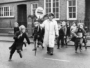 Mr Thomas Gowland lollipop man - crossing warden at Bloemfontein County school 01/06/75 Mr Thomas Gowland lollipop man - crossing warden at Bloemfontein County school 01/06/75