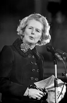 Images Dated 17th February 1975: Mrs. Margaret Thatcher Talks to Tradesmen. Mrs. Thatcher speaking