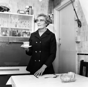 Mrs Mary Fullaway sets a place at her table in her Corporation house in Aycliffe Avenue Mrs Mary Fullaway sets a place at her table in her Corporation house in Aycliffe Avenue