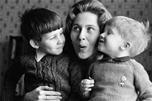Images Dated 11th February 1972: Mrs Maureen Davies and her two children, Peter, 2, and Michael, 5. 11th February 1972