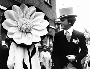 Mrs Ronald Shilling in Silk dahlia hat at Royal Ascot in June 1967 sixties fashion Mrs Ronald Shilling in Silk dahlia hat at Royal Ascot in June 1967 sixties fashion