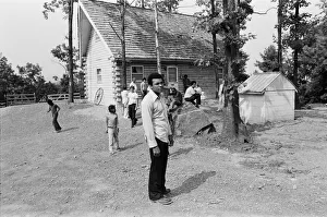 Muhammad Ali with fans at his training camp in Pennsylvania. 27th August 1974 Muhammad Ali with fans at his training camp in Pennsylvania. 27th August 1974