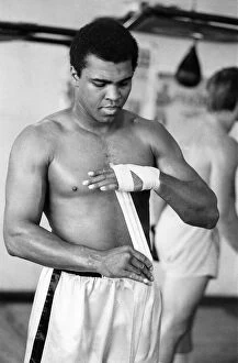 Portrait Posed Gallery: Muhammad Ali in the gym ahead of his clash with Smoking Joe Frazier to be held at