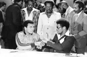 Muhammad Ali and Leon Spinks ahead of the second fight to be held at the Superdome in Muhammad Ali and Leon Spinks ahead of the second fight to be held at the Superdome in