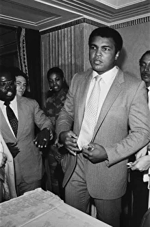 Muhammad Ali at a press conference ahead of his upcoming fight against World heavy-weight Muhammad Ali at a press conference ahead of his upcoming fight against World heavy-weight