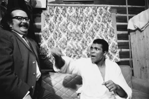 Muhammad Ali seen here with Daily Mirror boxing correspondent Frank McGhee at Ali' Muhammad Ali seen here with Daily Mirror boxing correspondent Frank McGhee at Ali'
