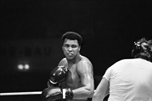 Portrait Posed Gallery: Muhammad Ali sparring ahead of his fight with Richard Dunn in Munich. 23rd May 1976
