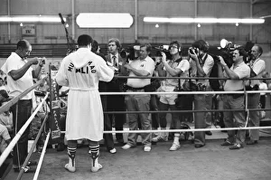 Muhammad Ali talks to reporters in his training camp ahead of his upcoming fight against Muhammad Ali talks to reporters in his training camp ahead of his upcoming fight against