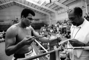 Muhammad Ali in training ahead of his world heavyweight title comeback fight against WBC Muhammad Ali in training ahead of his world heavyweight title comeback fight against WBC