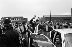 Muhammad Ali waving to fans in Birmingham. 7th June 1979 Muhammad Ali waving to fans in Birmingham. 7th June 1979