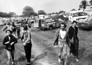 Music fans at the Glastonbury Festival 1986 Music fans at the Glastonbury Festival 1986