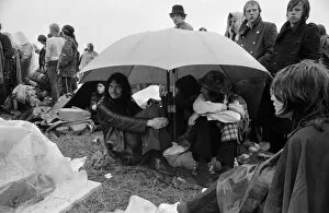 Images Dated 28th June 1970: Music Fans in the rain at the Bath Festival of Blues & Progressive Music