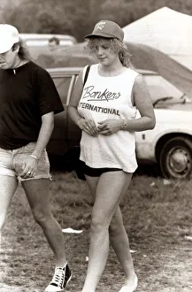 Music Festivals - Pop and Jazz Festival woman wearing a T shirt with the words Music Festivals - Pop and Jazz Festival woman wearing a T shirt with the words