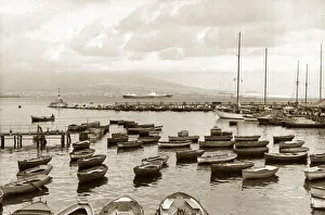Naples Italy - Boats docked in the harbour. Circa 1960 Naples Italy - Boats docked in the harbour. Circa 1960