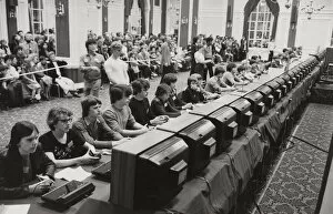 Images Dated 8th July 2004: National Space Invaders Championships 1981 A row of young enthusiasts playing to