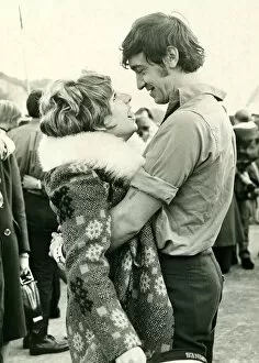 Images Dated 29th September 1971: Naval Officer reunited with his girfriend when the Polaris Submarine HMS Revenge returned