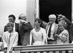 Neil Kinnock with Michael foot at Durham miners gala. July 1983 P031982 *** Local Caption Neil Kinnock with Michael foot at Durham miners gala. July 1983 P031982 *** Local Caption