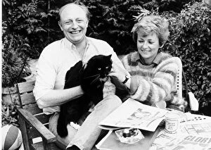 Images Dated 18th May 1987: Neil Kinnock MP and his wife Glenys Kinnock MEP at hoome with their pet cat