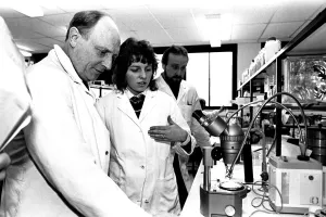 Images Dated 9th January 1987: Neil Kinnock during a visit to Tyneisde 9 January 1987 - Neil donned a