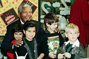 Images Dated 11th October 1993: Nelson Mandela visits the Nelson Mandel school in Sparkbrook during his visit to