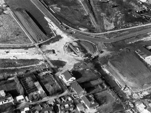 Images Dated 17th March 1986: The new A66 bypass road roundabout under construction in Grangetown. 17th March 1986