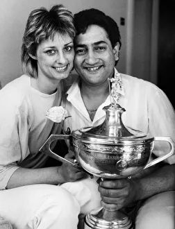 New snooker World Champion Joe Johnson holds on to the trophy with his wife Terryll New snooker World Champion Joe Johnson holds on to the trophy with his wife Terryll